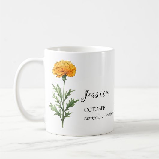 OKTOBER MARIGOLD GEBURT BLUME MONTH NAME GIFT KAFFEETASSE (Links)