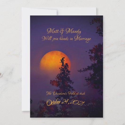 Oktober Moon Hochzeit Einladung (Vorderseite)