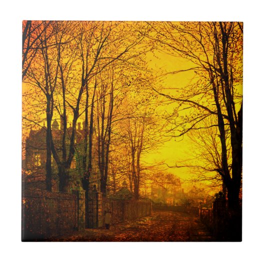 Oktober Nachglow John Atkinson Grimshaw Fliese (Vorderseite)