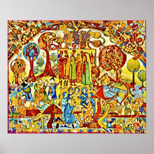 Oktober Naive Folk Art Herbst Celebration Poster (Vorne)