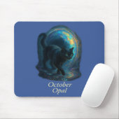 Oktober Opal - Black Cat & Iridescent Portal Mousepad (Mit Mouse)