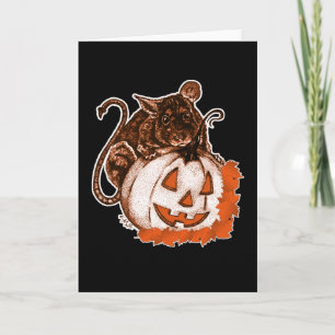Oktober Orange Niedlich Ratten auf Pumpkin Hallowe Karte