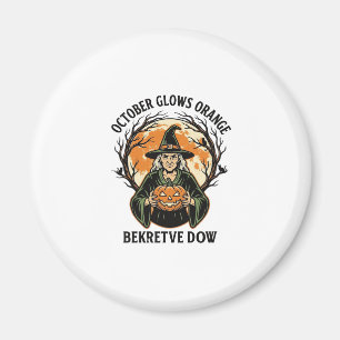 Oktober Orange Shirt Vintage Hexe Kürbis Bewusstse Magnet