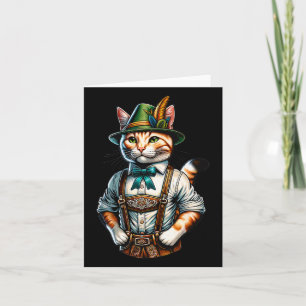Oktober Party Cat Funny German Bayarian Lederhosen Karte