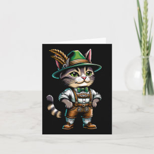 Oktober Party Cat Funny German Bayarian Lederhosen Karte
