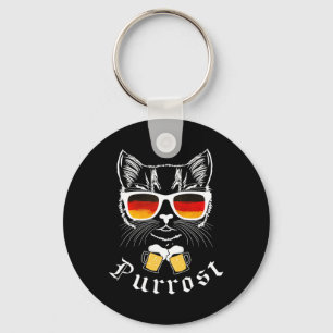Oktober Party T Shirt Funny Prost Pub Purrost Katz Schlüsselanhänger