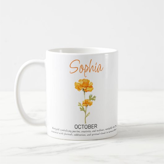 Oktober Personalisierte Geburtstagsfeier Blume Kaf Kaffeetasse (Links)