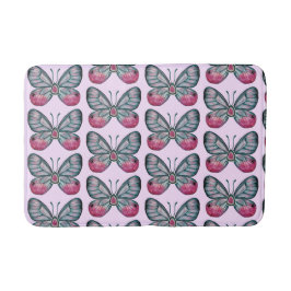 Oktober Pink Glasswing Butterfly Design Badematte