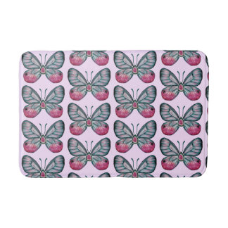 Oktober Pink Glasswing Butterfly Design Badematte