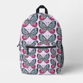 Oktober Pink Glasswing Butterfly Design Bedruckter Rucksack