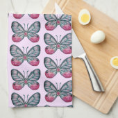 Oktober Pink Glasswing Butterfly Design Geschirrtuch (Viertel Falte)
