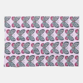 Oktober Pink Glasswing Butterfly Design Geschirrtuch