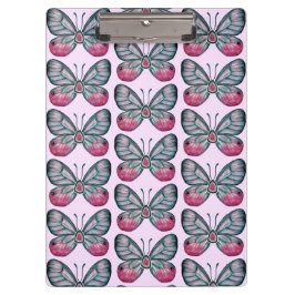 Oktober Pink Glasswing Butterfly Design Klemmbrett