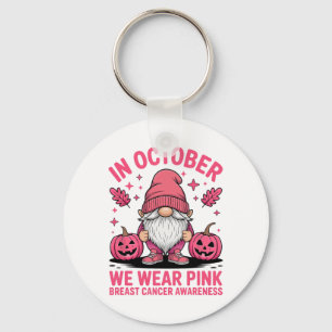 Oktober Pink Gnome Halloween Breastkrebs-Unterstüt Schlüsselanhänger