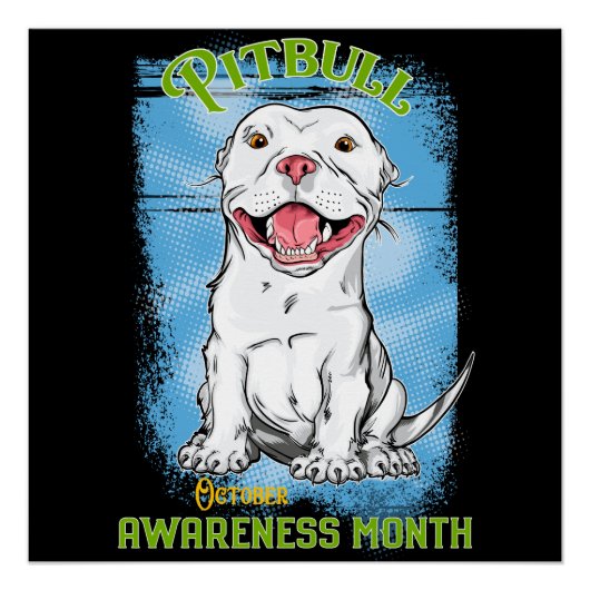 Oktober, Pitbull Awareness Month T - Shirt Lebensm Poster (Vorderseite)