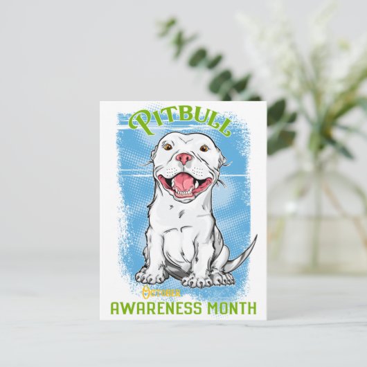 Oktober, Pitbull Awareness Month T - Shirt Lebensm Postkarte (Stehend Vorderseite)