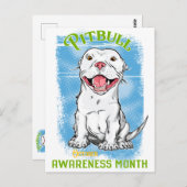 Oktober, Pitbull Awareness Month T - Shirt Lebensm Postkarte (Vorne/Hinten)
