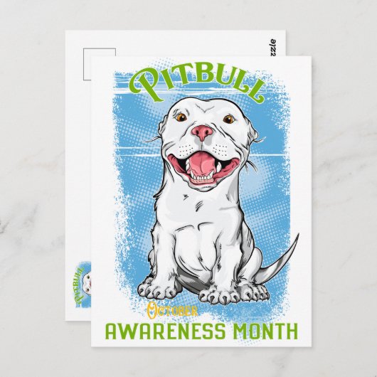 Oktober, Pitbull Awareness Month T - Shirt Lebensm Postkarte (Vorne/Hinten)