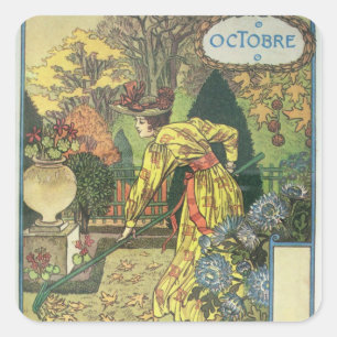 Oktober Quadratischer Aufkleber