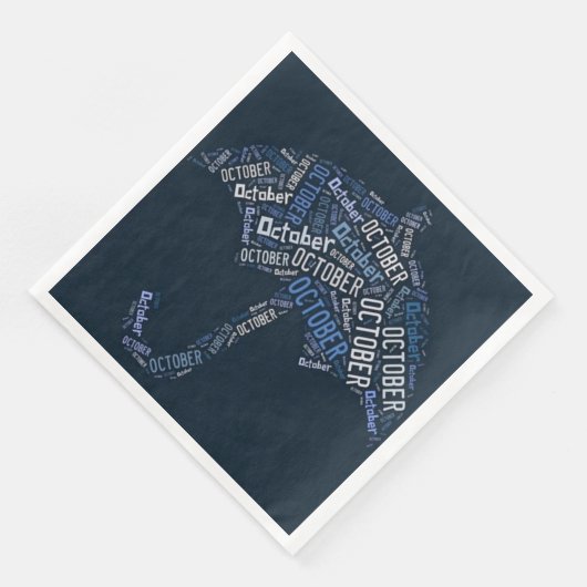 Oktober Regen Blauer Typografie Wetter Serviette (Ecke)