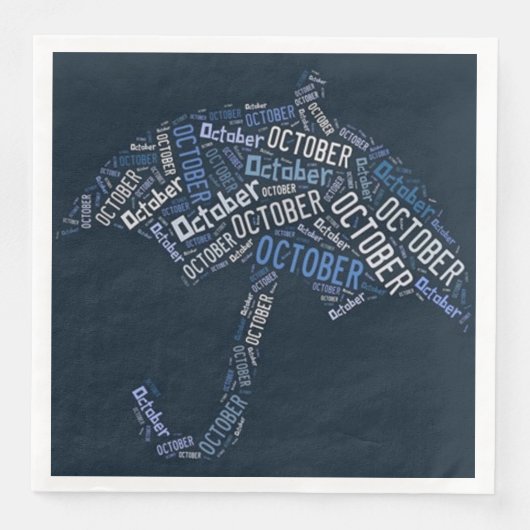 Oktober Regen Blauer Typografie Wetter Serviette (Vorderseite)