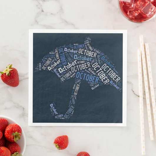 Oktober Regen Blauer Typografie Wetter Serviette (Beispiel)