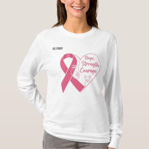 Oktober Rosa Band Herz - Hoffnung, Kraft und Coura T-Shirt