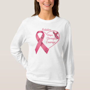 Oktober Rosa Band Herz - Hoffnung, Kraft und Coura T-Shirt