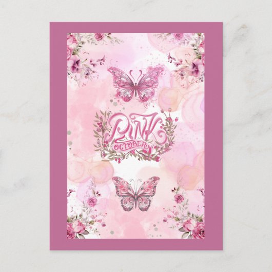 Oktober rosa Bewusstsein Blume Band Design Postkarte (Vorderseite)