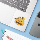 Oktober Spooky Halloween Candy Pumpkin Aufkleber (Laptop mit iPhone)