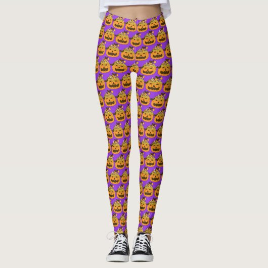 Oktober Spooky Halloween Candy Pumpkin Leggings (Vorderseite)