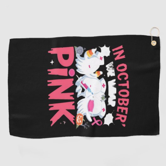 Oktober tragen wir das Bewusstsein für rosa Brustk Golfhandtuch (Horizontal)