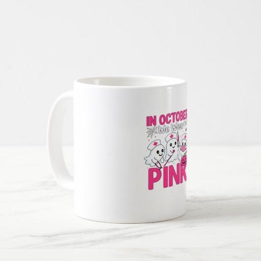 Oktober tragen wir das Bewusstsein für rosa Brustk Kaffeetasse (Vorderseite Links)