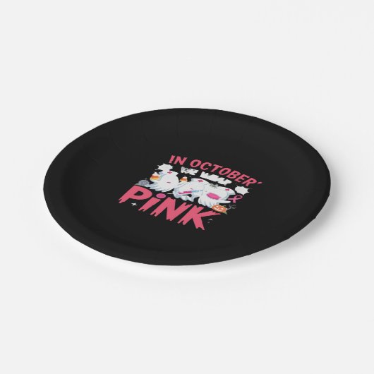 Oktober tragen wir das Bewusstsein für rosa Brustk Pappteller (Schrägansicht)