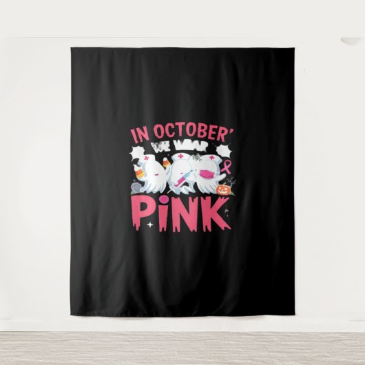Oktober tragen wir das Bewusstsein für rosa Brustk Wandteppich (Vorderseite)