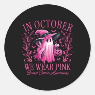 Oktober tragen wir einen Pink Breast Cancer Awaren Runder Aufkleber