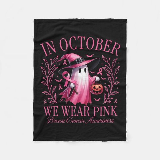 Oktober tragen wir Pink Ghost Hexe Brustkrebs Awa Fleecedecke (Vorderseite)