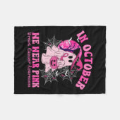 Oktober tragen wir rosa Brustkrebs Frauen Ghost Ha Fleecedecke (Vorderseite (Horizontal))