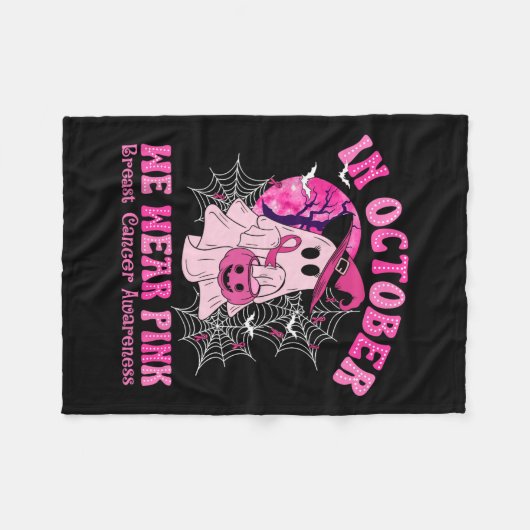 Oktober tragen wir rosa Brustkrebs Frauen Ghost Ha Fleecedecke (Vorderseite (Horizontal))