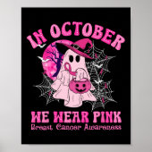 Oktober tragen wir rosa Brustkrebs Frauen Ghost Ha Poster (Vorne)