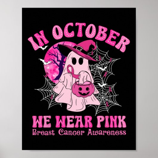 Oktober tragen wir rosa Brustkrebs Frauen Ghost Ha Poster (Vorne)