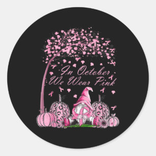 Oktober tragen wir rosa Brustkrebs Genom Herbst Fa Runder Aufkleber