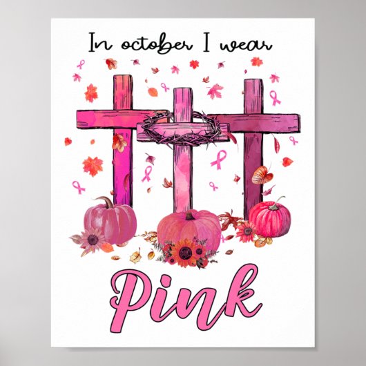 Oktober tragen wir rosa Christliches Brustkrebs-Aw Poster (Vorne)
