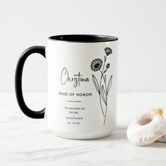 Oktober-Trauzeugin | Pot Marigold Birth Blume Tasse (Mit Donut)