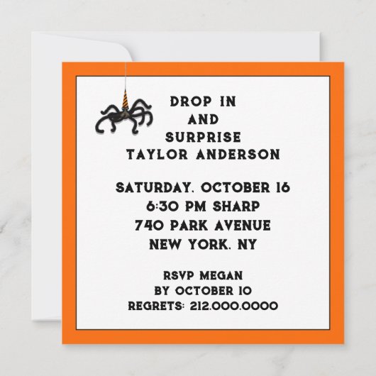 Oktober Überraschendes Party Einladung (Rückseite)