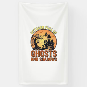 Oktober Voll Geister Schatten Spukhaus Hexe Ha Banner