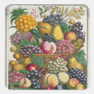 Oktober, von 'zwölf Monaten Früchten Quadratischer Aufkleber