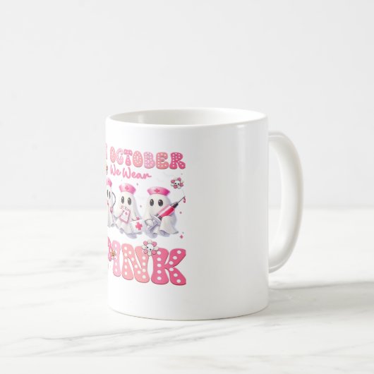 Oktober Wear rosa Boo Nurse Halloween Kostüme Wom Kaffeetasse (VorderseiteRechts)
