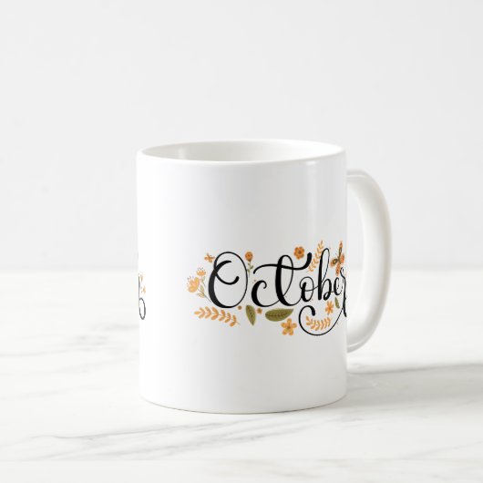 Oktober Whimsy - Autumn Butterfly & Floral Script Kaffeetasse (VorderseiteRechts)