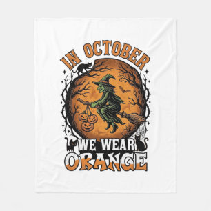 Oktober Wir Tragen Orange Fliegende Hexe Kürbisse Fleecedecke